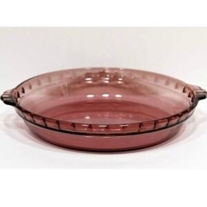 PYREX 229 vintage Cranberry Scaloped Edge Pie Dish 10"